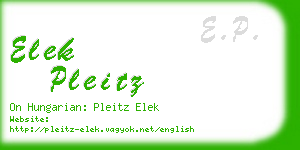 elek pleitz business card